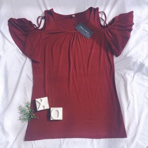 Red Cold Shoulder Blouse